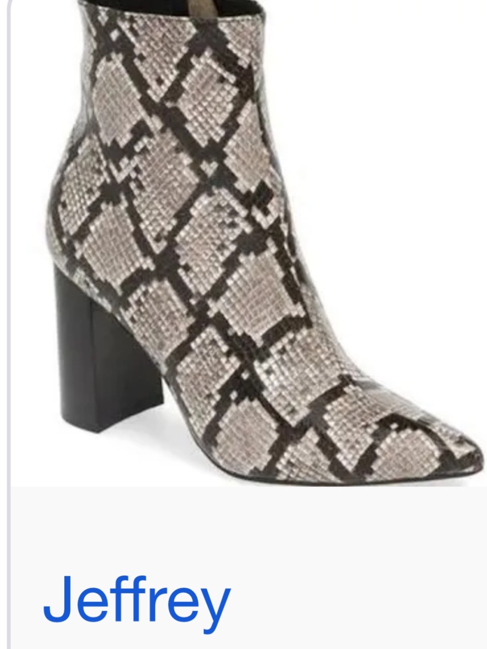Jeffrey Campbell Raven Snake-skin Pointed Ankle Boot in Taupe and Black